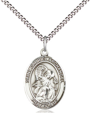 Extel Medium Oval Pewter St. Gabriel the Archangel Pendant with 18" chain, Made in USA