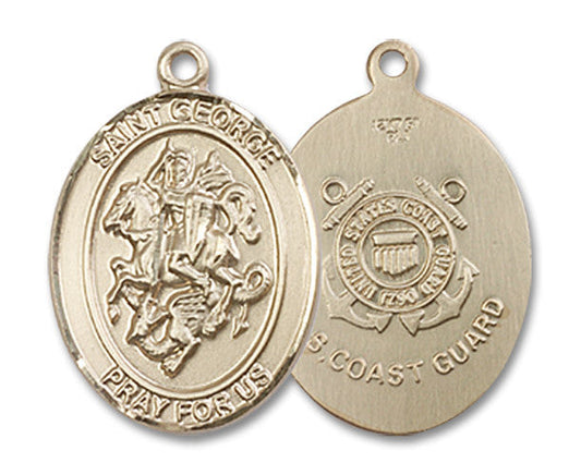 Extel Oval Medium 14kt Gold Filled St George Coast Guard Medal, Made in USA