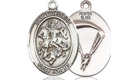 Extel Oval Medium Pewter St George Paratrooper Medal, Made in USA