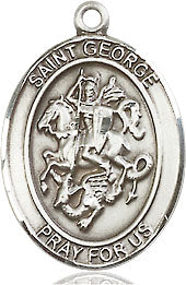 Extel Medium Oval Pewter St. George Medal, Made in USA