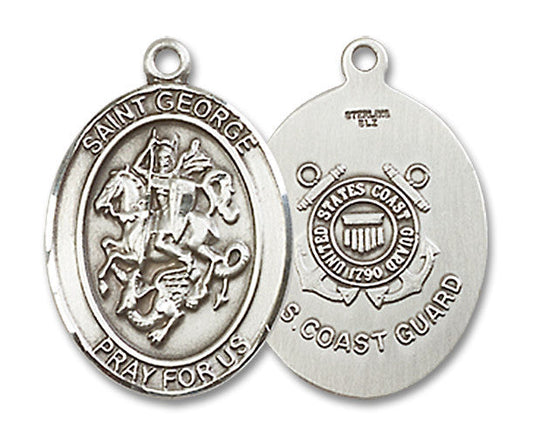 Extel Oval Medium Sterling Silver St George Coast Guard Medal, Made in USA