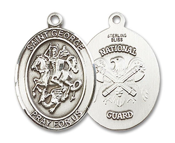 Extel Oval Medium Sterling Silver St George National Guard Medal, Made in USA