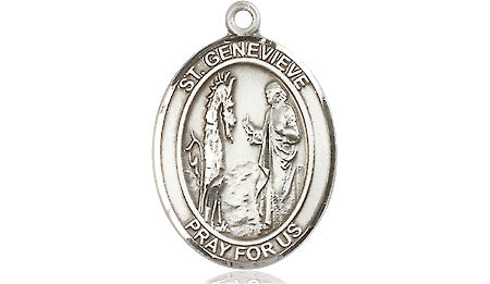 Extel Medium Oval Pewter St. Genevieve Medal, Made in USA