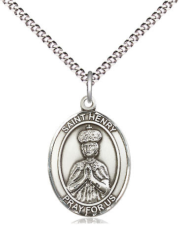 Extel Medium Oval Pewter St. Henry II Pendant with 18" chain, Made in USA