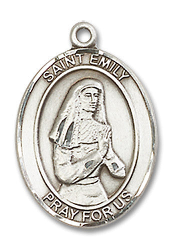 Extel Medium Oval Sterling Silver St. Emily de Vialar Medal, Made in USA