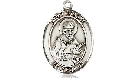 Extel Medium Oval Pewter St. Isidore of Seville Medal, Made in USA