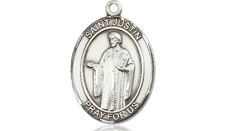 Extel Medium Oval Pewter St. Justin Medal, Made in USA