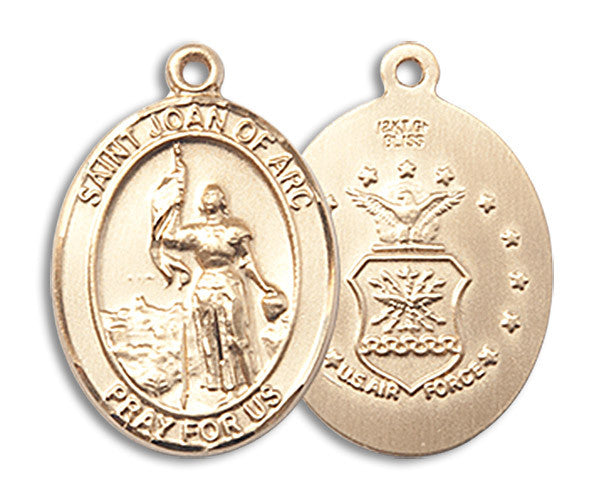 Extel Oval Medium 14kt Gold Filled St Joan of Arc Air Force Medal, Made in USA