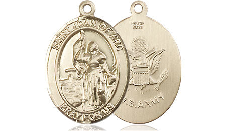 Extel Oval Medium 14kt Gold Filled St Joan of Arc Army Medal, Made in USA