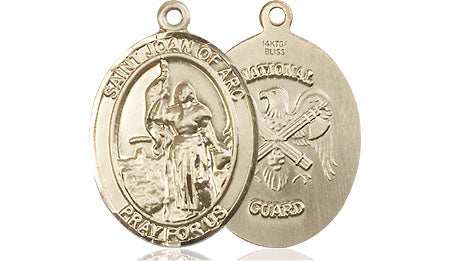 Extel Oval Medium 14kt Gold Filled St Joan of Arc National Guard Medal, Made in USA