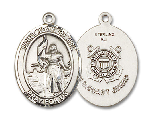 Extel Oval Medium Sterling Silver St. Joan of Arc  Coast Guard Medal, Made in USA