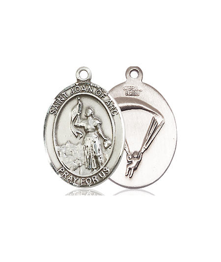 Extel Oval Medium Sterling Silver St Joan of Arc Paratrooper Medal, Made in USA