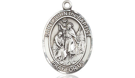 Extel Medium Oval Pewter St. John the Baptist Medal, Made in USA