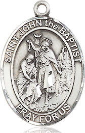 Extel Medium Oval Pewter St. John the Baptist Medal, Made in USA