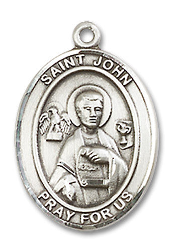 Extel Medium Oval Sterling Silver St. John the Apostle Medal, Made in USA