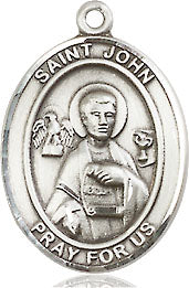 Extel Medium Oval Sterling Silver St. John the Apostle Medal, Made in USA