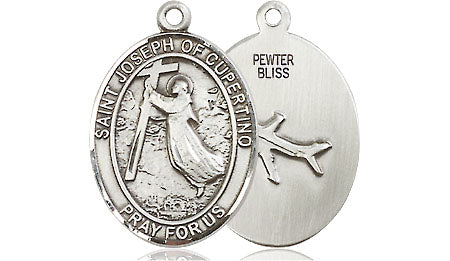 Extel Medium Oval Pewter St. Joseph of Cupertino Medal, Made in USA