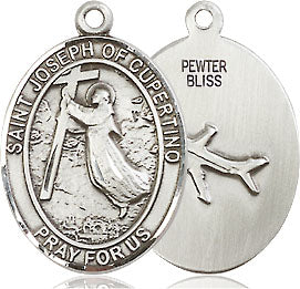 Extel Medium Oval Pewter St. Joseph of Cupertino Medal, Made in USA