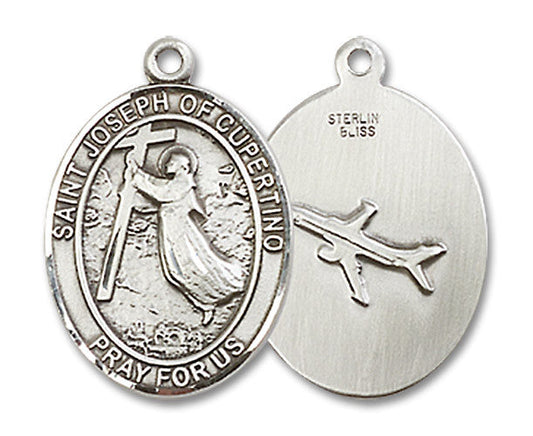 Extel Medium Oval Sterling Silver St. Joseph of Cupertino Medal, Made in USA