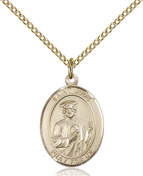 Extel Medium Oval  14kt Gold Filled St. Jude Pendant with 18" chain, Made in USA