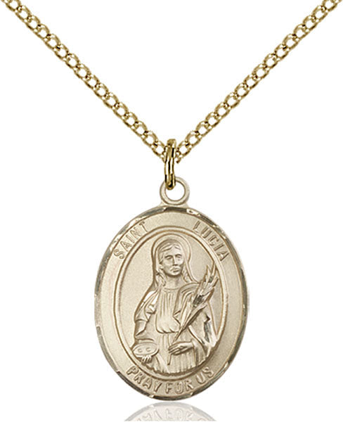 Extel Medium Oval  14kt Gold Filled St. Lucia of Syracuse Pendant with 18" chain, Made in USA