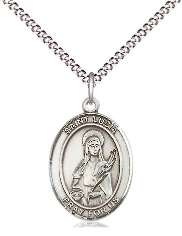 Extel Medium Oval Pewter St. Lucia of Syracuse Pendant with 18" chain, Made in USA