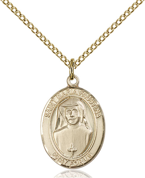 Extel Medium Oval  14kt Gold Filled St. Maria Faustina Pendant with 18" chain, Made in USA