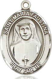 Extel Medium Oval Sterling Silver St. Maria Faustina Pendant with 18" chain, Made in USA