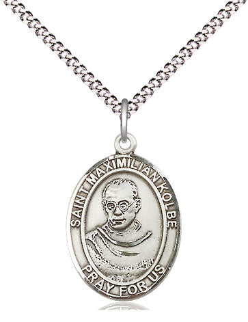 Extel Medium Oval Pewter St. Maximilian Kolbe Pendant with 18" chain, Made in USA