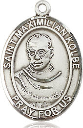 Extel Medium Oval Pewter St. Maximilian Kolbe Pendant with 18" chain, Made in USA