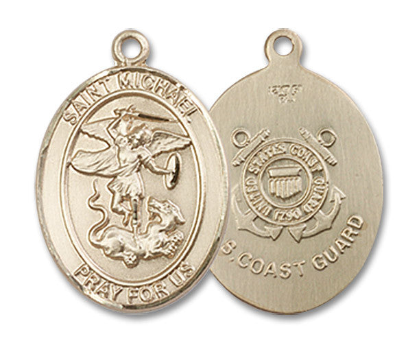 Extel Oval Medium 14kt Gold Filled St Michael Coast Guard Medal, Made in USA