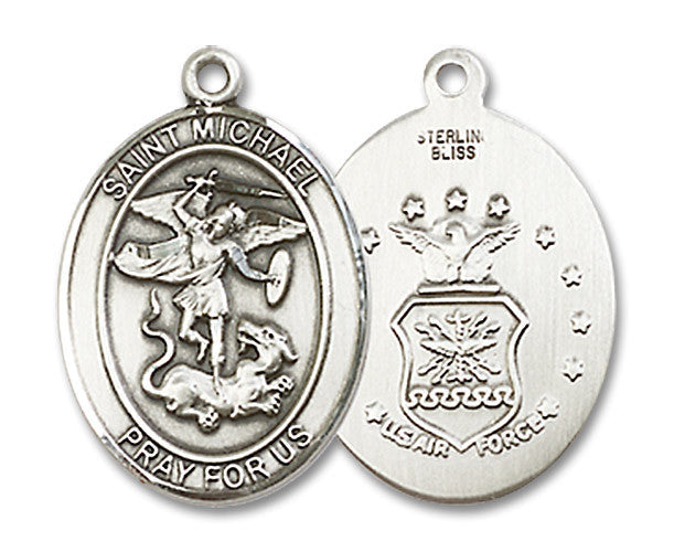 Extel Oval Medium Sterling Silver St Michael Air Force Medal, Made in USA