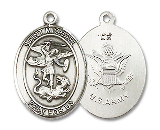 Extel Oval Medium Sterling Silver St Michael Army Medal, Made in USA