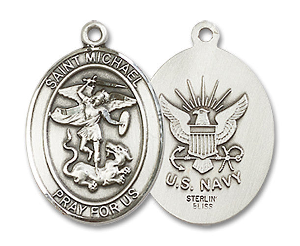 Extel Oval Medium Sterling Silver St Michael Navy Medal, Made in USA