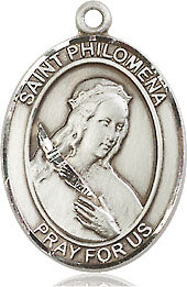 Extel Medium Oval Sterling Silver St. Philomena Medal, Made in USA