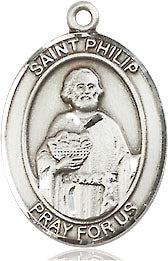 Extel Medium Oval Sterling Silver St. Philip the Apostle Medal, Made in USA