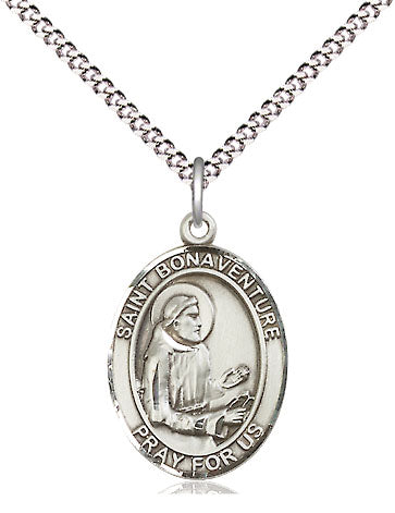 Extel Medium Oval Pewter St. Bonaventure Pendant with 18" chain, Made in USA