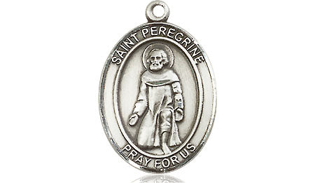 Extel Medium Oval Pewter St. Peregrine Laziosi Medal, Made in USA