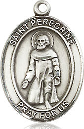 Extel Medium Oval Pewter St. Peregrine Laziosi Medal, Made in USA