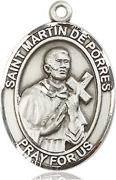 Extel Medium Oval Pewter St. Martin de Porres Medal, Made in USA