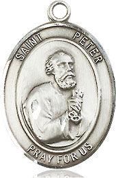 Extel Medium Oval Sterling Silver St. Peter the Apostle Medal, Made in USA