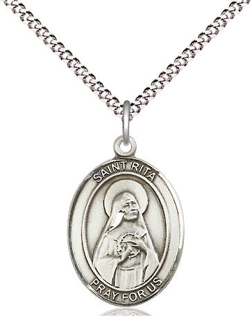 Extel Medium Oval Pewter St. Rita of Cascia Pendant with 18" chain, Made in USA