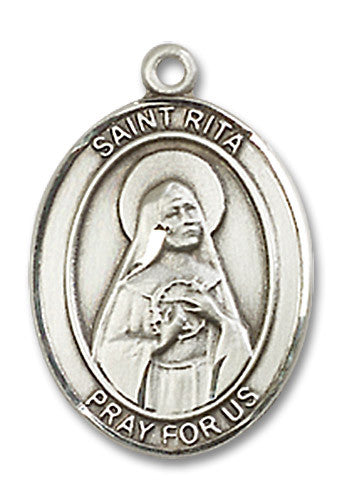 Extel Medium Oval Sterling Silver St. Rita of Cascia Medal, Made in USA