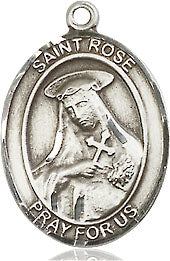 Extel Medium Oval Pewter St. Rose of Lima Medal, Made in USA