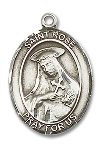 Extel Medium Oval Sterling Silver St. Rose of Lima Medal, Made in USA