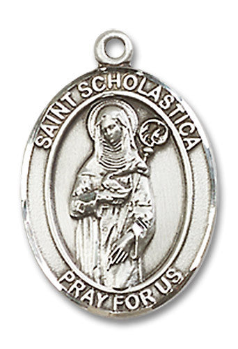 Extel Medium Oval Sterling Silver St. Scholastica Medal, Made in USA