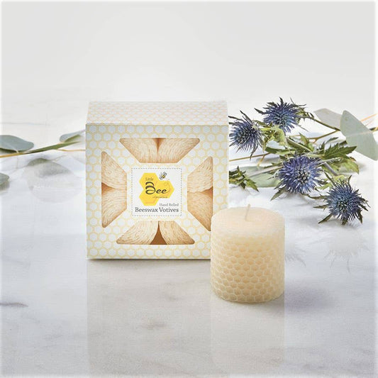 Hand-Rolled Beeswax Votive Candles 4pk