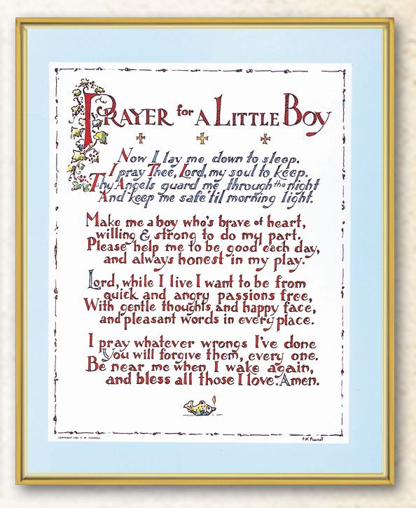 Prayer for Little Boy Picture Framed Plaque Wall Art Decor