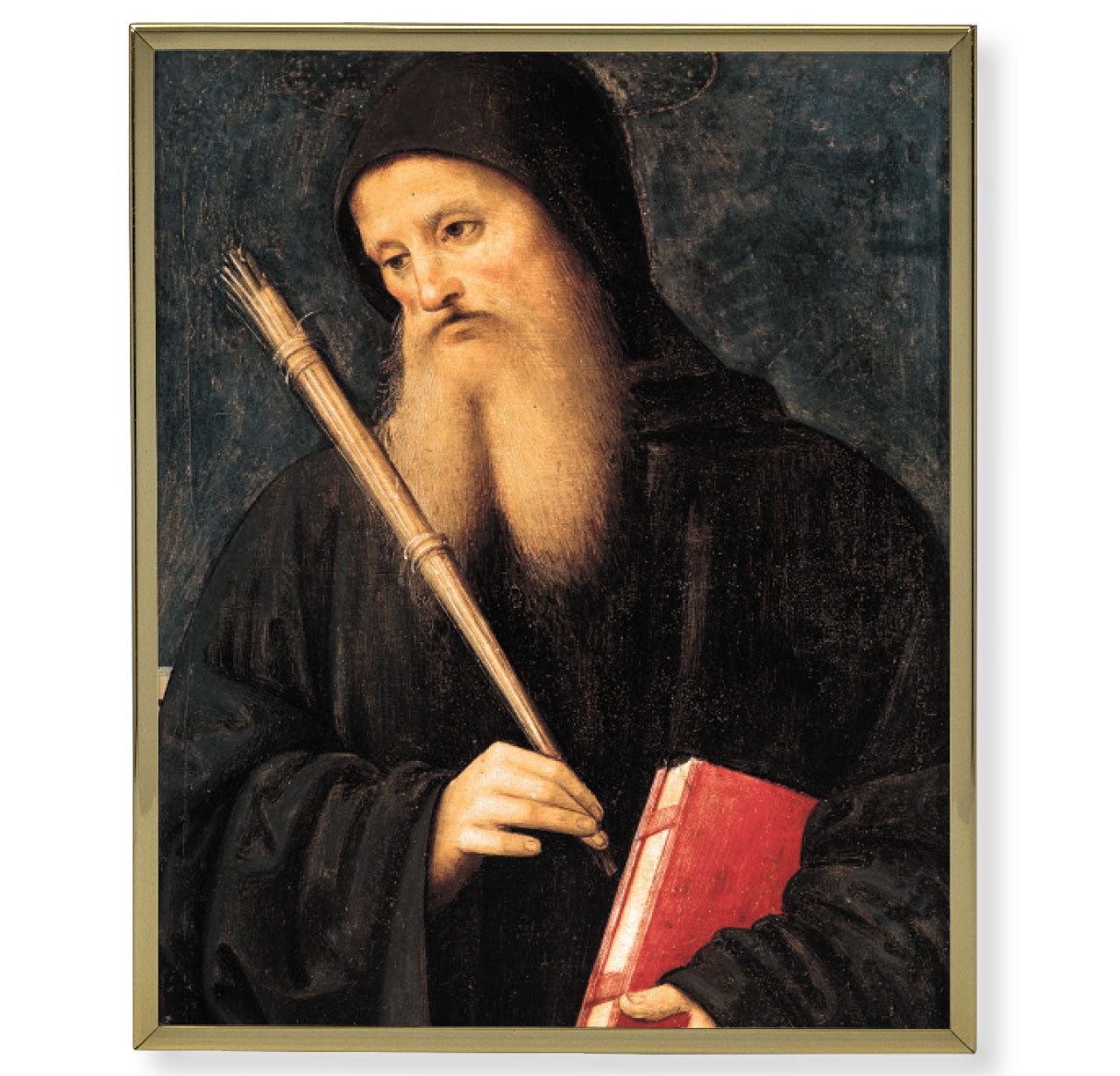 St. Benedict Picture Framed Plaque Wall Art Decor Medium Gold