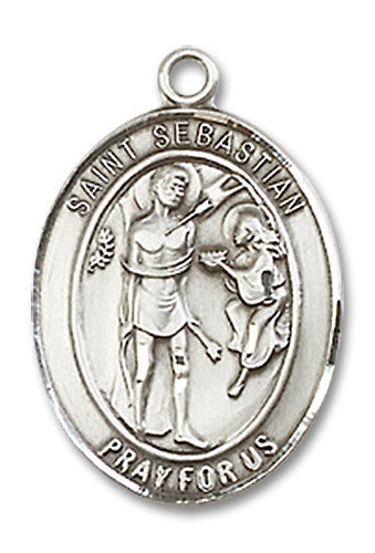 Extel Medium Oval Sterling Silver St. Sebastian Medal, Made in USA